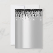 Spark Glitter Zilver Zwarte Drip Bruids Sweet 16th Kaart (Achterkant)