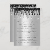 Spark Glitter Zilver Zwarte Drip Bruids Sweet 16th Kaart (Voorkant / Achterkant)