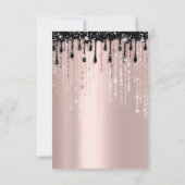 Spark Glitter Zwarte Druppels Roze Bruiloftsfeest Kaart (Achterkant)