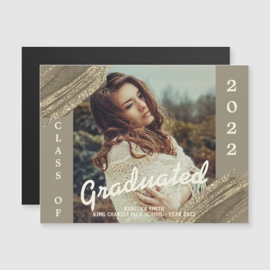 Spark Gold Afstuderen Foto aankondiging Magnet (Voorkant / Achterkant)