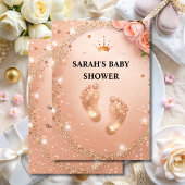 Spark Gold Glitter Baby shower Feet VIP Kaart