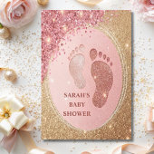 Spark Gold Glitter Baby shower Feet VIP Kaart