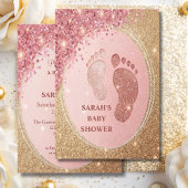 Spark Gold Glitter Baby shower Feet VIP Kaart