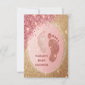 Spark Gold Glitter Baby shower Feet VIP Kaart (Voorkant)