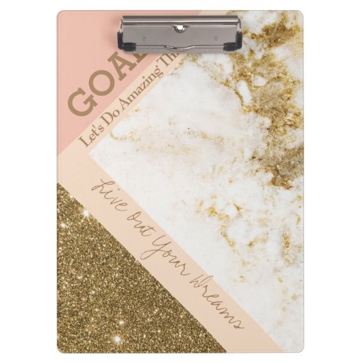Spark Gold Pink Marble Klembord (Voorkant)