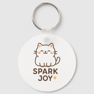 "Spark Joy Cat Keyring – Pastel Schattigee estheti Sleutelhanger