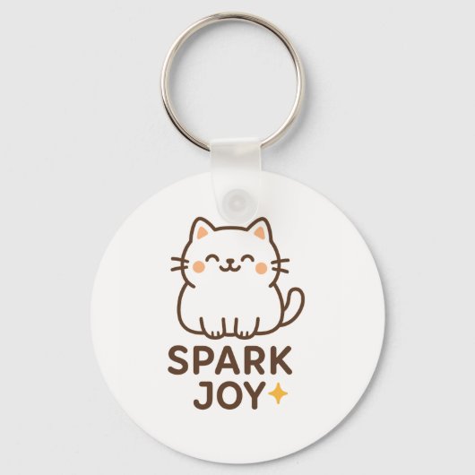 "Spark Joy Cat Keyring – Pastel Schattigee estheti Sleutelhanger (Voorkant)