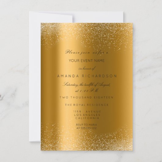 Spark Metallic Goud Glitter Zand Formeel Elegant Kaart (Voorkant)