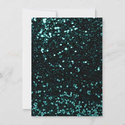 Spark Metallic Zwart Glitter Turquoise Bruids Kaart (Achterkant)