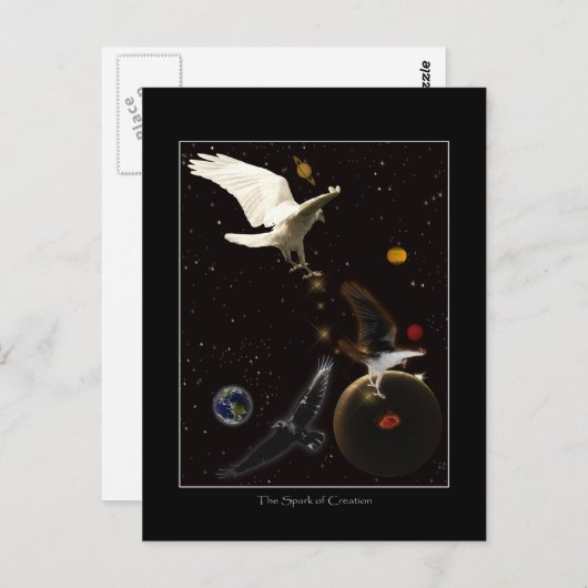"Spark of Creation" White Raven Gifts Briefkaart (Voorkant / Achterkant)