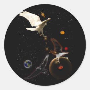 "Spark of Creation" White Raven Gifts Ronde Sticker