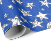 Spark Silver Gray Stars Moon Blue Indigo Cadeaupapier (Rol Hoek)