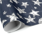 Spark Silver Gray Stars Moon Twinkl Blue Navy Cadeaupapier (Rol Hoek)