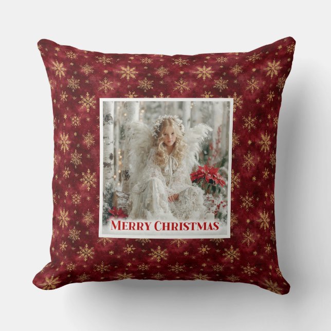 Spark Victorian Angel Red and Gold Holiday Gift Pi Kussen (Voorkant)