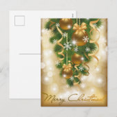 Sparkeersneeuw op kerstversieringen, pijnnaalden feestdagenkaart (Voorkant / Achterkant)