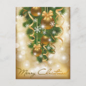 Sparkeersneeuw op kerstversieringen, pijnnaalden feestdagenkaart (Voorkant)