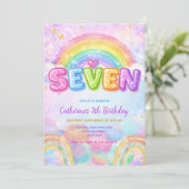 Sparkel Regenboog 7e Verjaardagsfeestje Kaart (Staand voorkant)