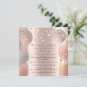 Sparkelende Glitter Ballon Roze Goud Bruids Sweet  Kaart (Staand voorkant)