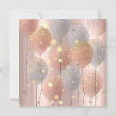 Sparkelende Glitter Ballon Roze Goud Bruids Sweet  Kaart (Achterkant)
