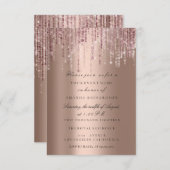 Sparkelende Glitterdruppels Roze Sluiers Bruidsdou Kaart (Voorkant / Achterkant)