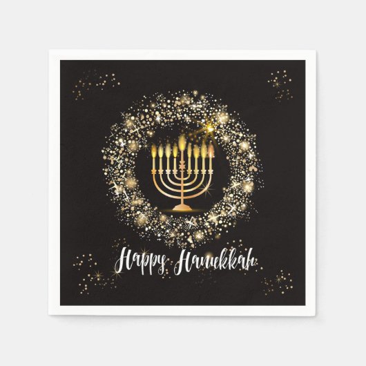 Sparkelende Menora Hanukka Servet (Voorkant)