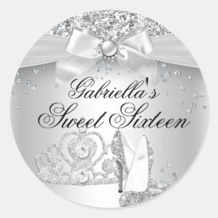 Sparkeltiara & -hakken Zilver Sweet 16 Sticker