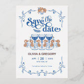 Sparking champagne Sla de datum op Folie Uitnodiging (Voorkant)