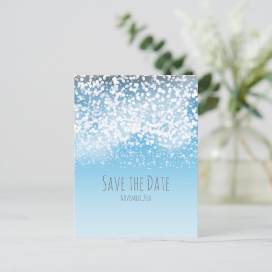 Sparking Lights Winter Wonderland Save the Date Aankondigingskaart (Staand voorkant)