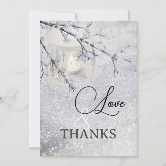 Sparking Snow Winter Weduwfoto Hartelijk dank Bedankkaart (Voorkant)