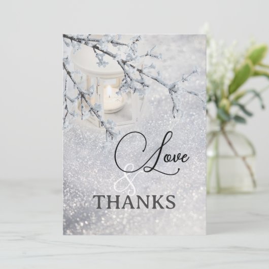 Sparking Snow Winter Weduwfoto Hartelijk dank Bedankkaart (Staand voorkant)