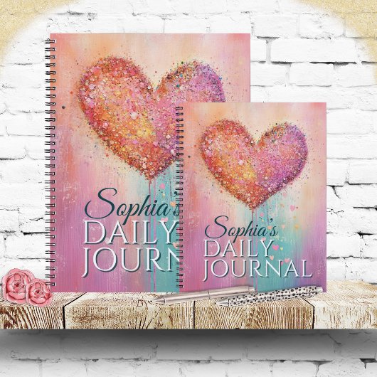 Sparking Watercolor Heart For Every Thought Notitieboek