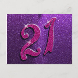 Sparkle 21st Roze en Paars Briefkaart van de Dag