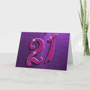 Sparkle 21st Roze en Paars Wenskaart Kaart