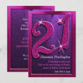 Sparkle 21st Roze en Paarse Aanvragen van de Dag Kaart (Voorkant / Achterkant)