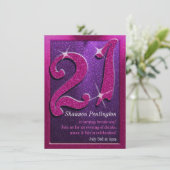 Sparkle 21st Roze en Paarse Aanvragen van de Dag Kaart (Staand voorkant)