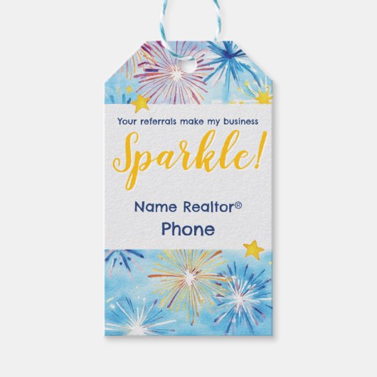 SPARKLE, 4th of July Realtor Pop-by, glasreiniger Cadeaulabel (Voorkant)