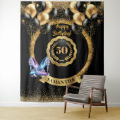 Sparkle 50e verjaardag achtergrond roze hoge hakke wandkleed (In situ)