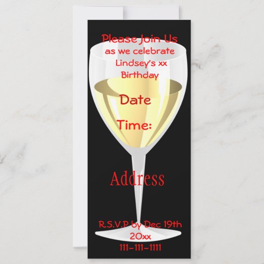 SPARKLE 50th Birthday WINE FLACON Uitnodiging (Achterkant)