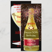 SPARKLE 50th Birthday WINE FLACON Uitnodiging (Voorkant / Achterkant)