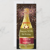 SPARKLE 50th Birthday WINE FLACON Uitnodiging (Voorkant)