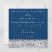 Sparkle 60th Birthday Party ROYAL BLUE Invitation Kaart (Achterkant)