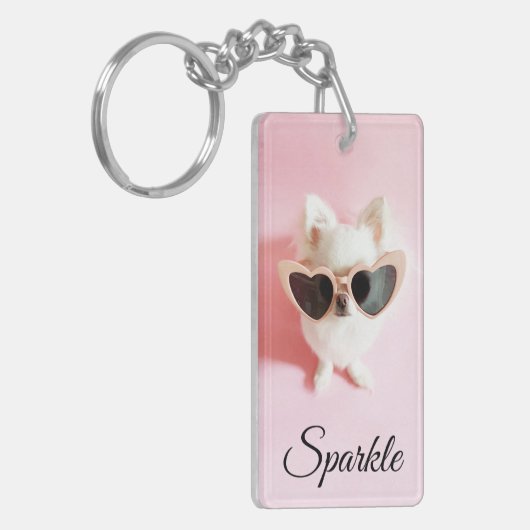 Sparkle | Aangepaste foto Sociale media QR-code Sleutelhanger (Voorkant Links)