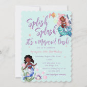 Sparkle African American Mermaid Bash Birthday Kaart (Voorkant)