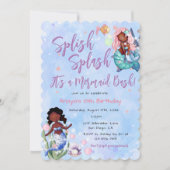 Sparkle African American Mermaid Bash Birthday Kaart (Voorkant)