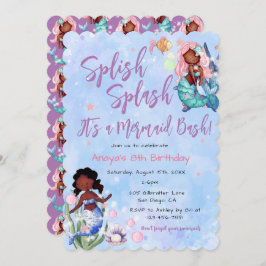Sparkle African American Mermaid Bash Birthday Kaart