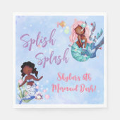 Sparkle African American Mermaid Bash Birthday Servet (Voorkant)