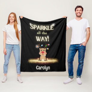 Sparkle All Way Rendier Kerstmis Fleece Deken