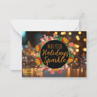 Sparkle and Glow Holiday Photo Card Notitiekaartje