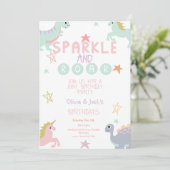 Sparkle and Roar Eenhoorn en dinosaurus Kaart (Staand voorkant)