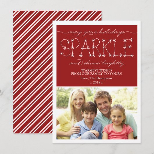 Sparkle and Shine Christmas-fotokaart voor kerstva Feestdagenkaart (Voorkant / Achterkant)